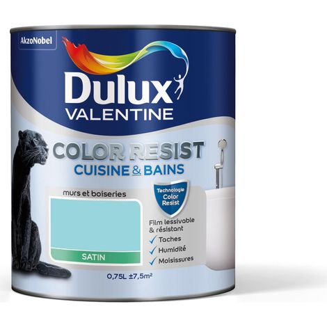 Peinture Color Resist Cuisine & Bains Satin Bleu Indien 0,75 L - Dulux Valentine