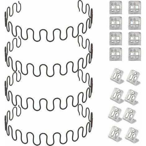 Vtizikl Ressorts de rechange pour canapé 4 pièces 50,8 cm avec 8 clips en S, 4,0 fils de diamètre Kit de réparation de ressorts de canapé pour siège de décoration intérieure de meubles