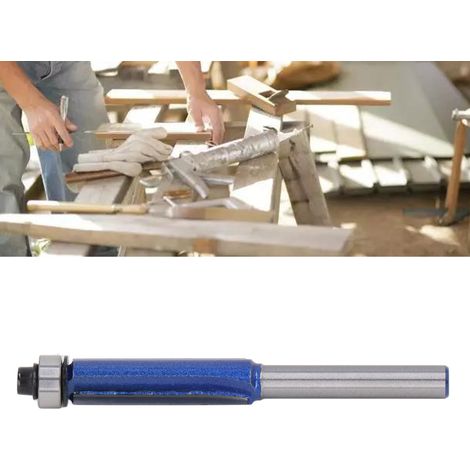Outils de finition de qualité professionnelle à 6 poignées, fraises à chanfreiner, fraises à plaquer les chants et fraises à bois (6x3/8x30) en bleu argenté scintillant. (1/5)