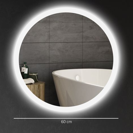 Miroir de salle de bain avec éclairage LED réglable, commande tactile et fonction antibuée, 60 cm de diamètre. (1/5)