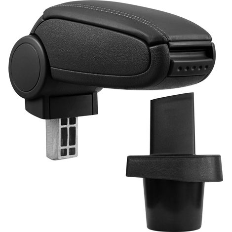 Apoyabrazos central para Toyota Yaris (XP9) con compartimento acolchado en piel sintética negra con costuras negras 030000713 (1/4)