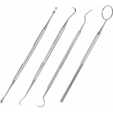 Zahnreinigungsset – Zahnsteinentferner aus Edelstahl – beschlagfreier Mundspiegel – professionelles und persönliches Zahnreinigungsinstrument – 4-teilig (1/5)