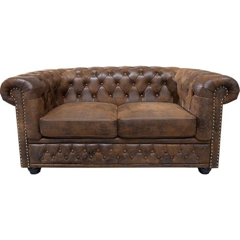 Divano dritto EDGAR – Marrone – 2 posti – Stile barocco