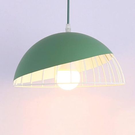 Suspension métal rétro moderne E27 vert, luminaire plafond salon restaurant chambre design intérieur tendance (1/5)