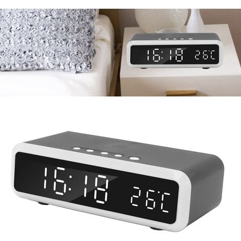 Réveil veilleuse avec chargeur sans fil, réveil avec lumière d'allaitement, chargeur de réveil sans fil 15W, noir. (1/5)