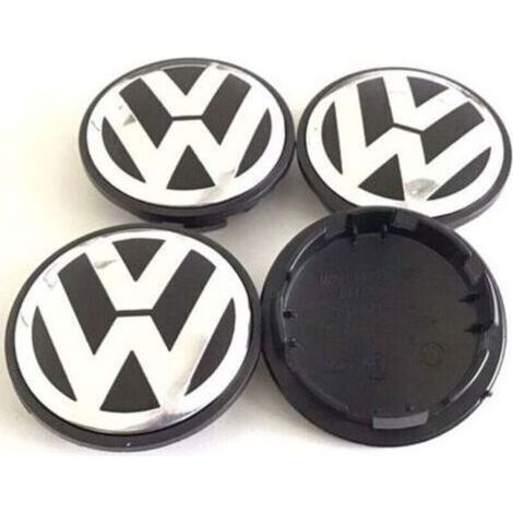 Cache-moyeux pour Volkswagen 65mm – Lot de 4 – Noir/Chrome – PC+ABS – Protection contre poussière et débris - 3B7601171