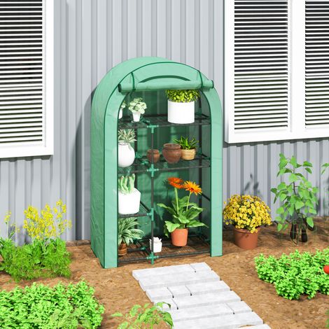 Gewächshaus mit 7 Regalen und Rolltür Stahl 100x45x160 OKMYHOME (1/5)