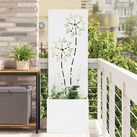 Garten Sichtschutz-Leinwand Floral Weiß 50 x 150 cm