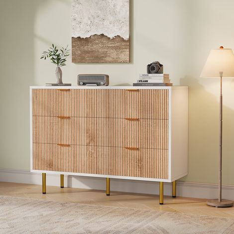 Credenza moderna - Credenza da cucina con 6 cassetti - Comò per camera da letto e soggiorno - 100x34x73 cm - bianco (1/4)
