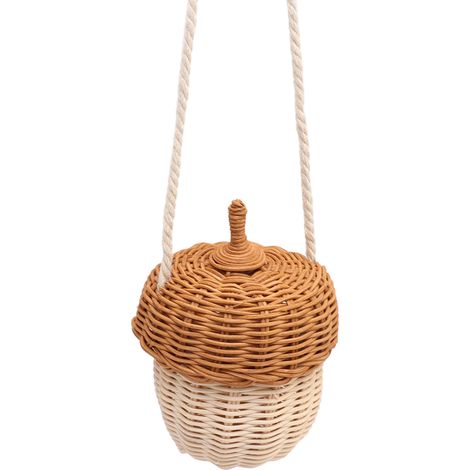 Panier de rangement en rotin tressé à la main pour enfants, en forme de gland, idéal pour les photos de garçons et de filles, petit sac bandoulière.