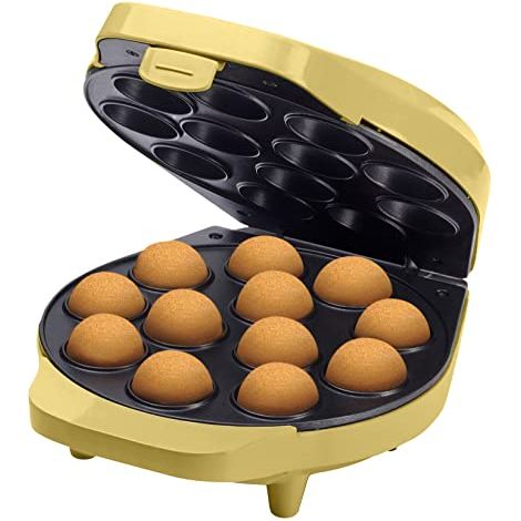 Bestron macchina per cake pop di dal design retrò, con maggiordomo per cake pop, forchetta e 12 bastoncini per cake pop, 700 W, colore: giallo (1/4)