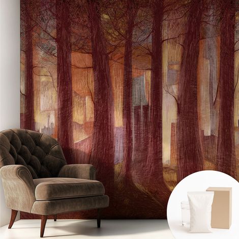 Tapete Vliestapete mit Kleber für Wohnzimmer Schlafzimmer Küche - Wanddekoration Geheimnisvolle Landschaft 250x250 cm (1/5)