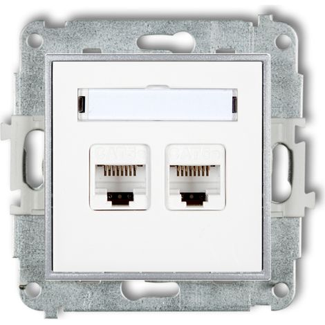 2 tomas de Internet sin marco Karlik Mini color blanco/plata (1/2)