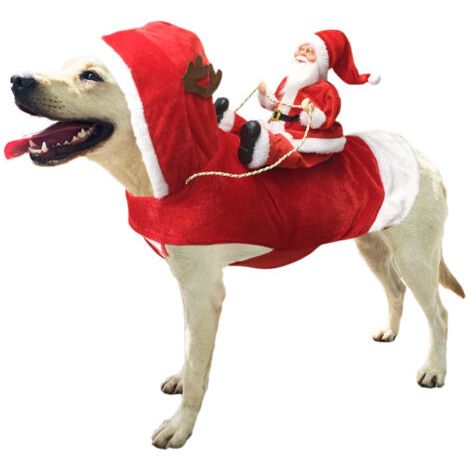 Costume de Père Noël pour chien, vêtements de Noël pour animaux de compagnie, costume de cosplay, déguisement de fête (1/4)