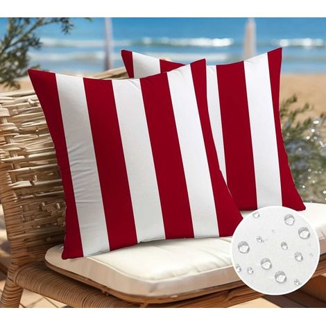 Fundas de almohada decorativas - 45 x 45 cm - Rayas rojas - Juego de 2 piezas (1/4)