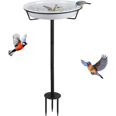 Bain d'oiseaux Abreuvoir Extérieur 30x82cm Fontaine (Blanc) (1/5)