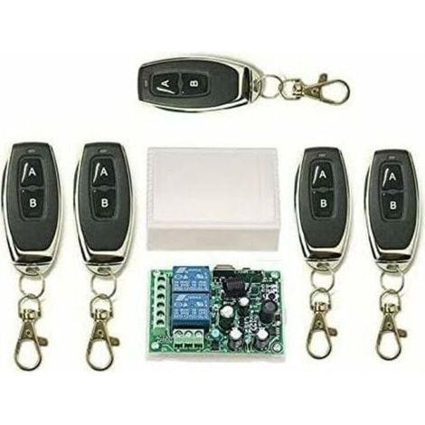 Télécommande 2 Canaux 433 MHz - Récepteur Sans Fil - Pour Fenêtres Portes Garage Alarme - Lot de 5 Télécommandes + 1 Récepteur (1/5)