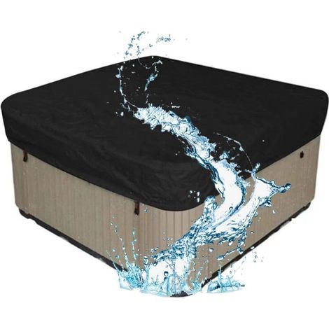 Housse de Bain à Remous,Bache Spa ImperméAble,Bache Piscine pour Bbassin,Couverture D'hiver en Oxford Imperméable étanche la Poussière Couverture De Piscine(Size:200x150x20CM,Color:BLack) Noir (1/4)
