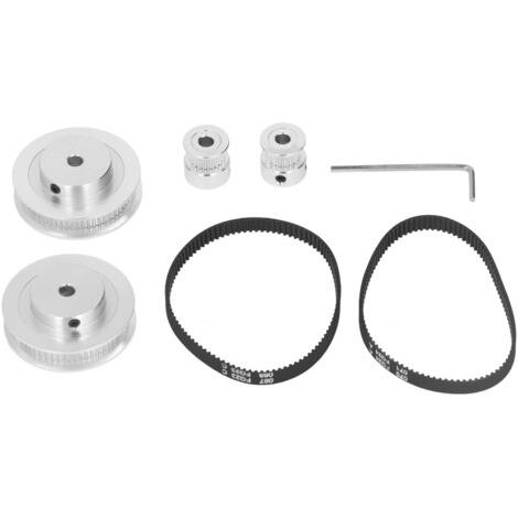 Lot de 2 poulies synchrones GT2 engrenage synchrone 20 et 60 dents alésage 5 mm en aluminium avec 2 pièces longueur 200 mm largeur 6 mm ceinture (20-60T-5B-6)