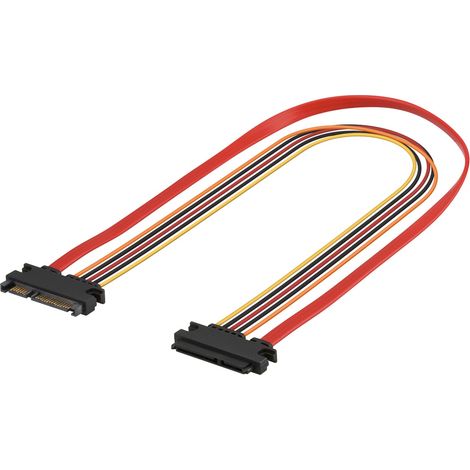 Goobay 93945 cable de SATA 0,3 m SATA 7-pin + 15-pin Negro, Naranja, Rojo, Amarillo
