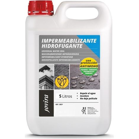 JOVIRA PINTURAS Impermeabilizzante Idrorepellente A. Protezione idrorepellente totale per facciate, tetti, terrazze, marciapiedi, pareti, etc. (5 Litri, Impermeabilizzante Anti-muffa) (1/4)
