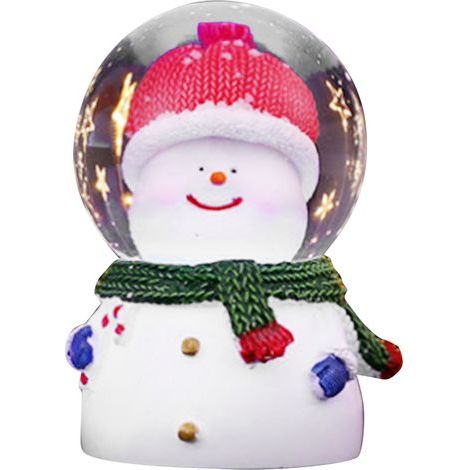 Weihnachtskugel aus Kristall, farbwechselndes Licht, aus Kunstharz, zarte Glitzer-Weihnachtskugel-Dekoration als Geschenk für die Feiertage (Kleiner Schneemann) (1/5)