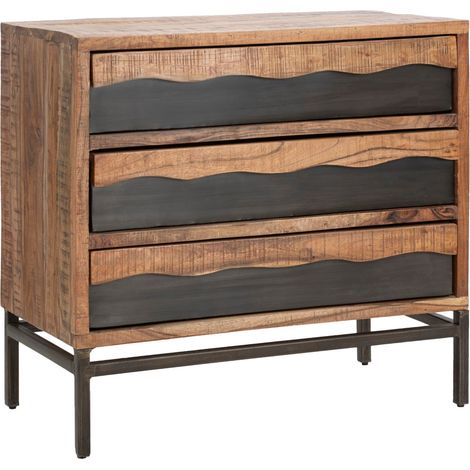 Comò Yellowstone 88x45x80 cm in Legno di Acacia e in Ferro Marrone e Nero (1/5)