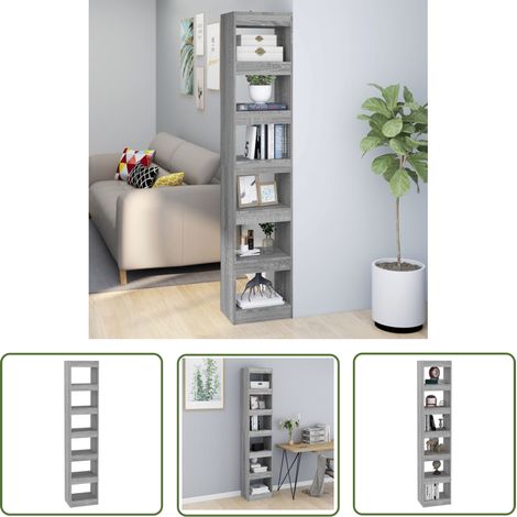 The Living Store Bibliothèque/Séparateur de pièce Sonoma gris 40x30x198 cm - Bibliothèque - Étagère - Meuble De Rangement - Séparateur De Pièces - Mobilier Intérieur (1/5)