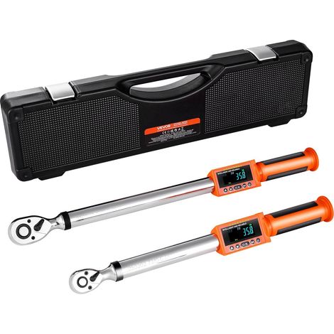 Clé dynamométrique numérique, 2 pièces, entraînement 1/2" et 3/8", 72 dents, précision de ±2 %, avec valeur préréglée, signal sonore et LED, pour automobile et moto. (1/5)