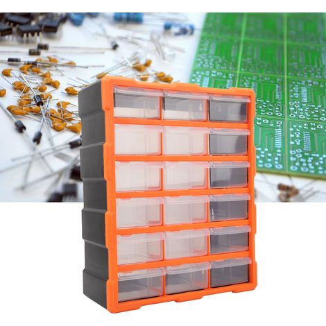 Boîte de rangement Meico à 18 tiroirs pour composants électroniques, avec séparateurs de tiroirs pour vis et autres pièces. (1/5)