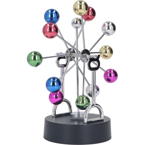 Roue de Noël électrique à rotation magnétique, jouet de bureau, boule métallique colorée, décoration à mouvement perpétuel (1/5)