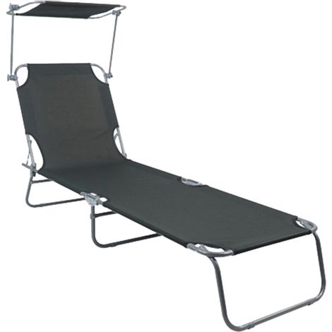 3-Bein Gartenliege Grau 186x55x24cm mit Dach-MGM4000DG (1/5)