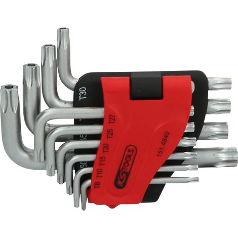 Juego de llaves acodadas Torx con orificio, cortas, 10 pzs, TB8-TB50 (1/2)