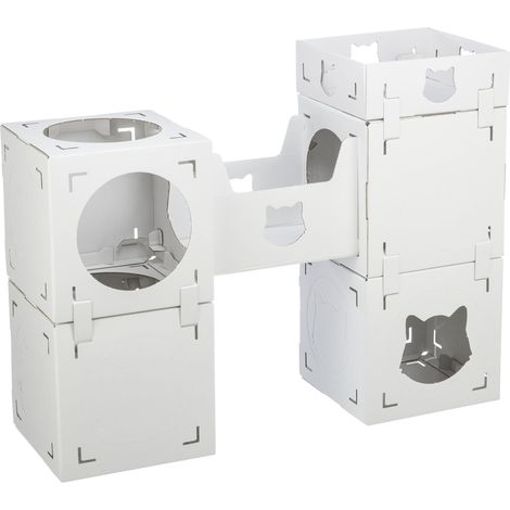Niche modulaire pour Chat en Carton ondulé et Tour de Jeu, modules combinables Individuellement pour Jouer et se détendre, matériau 100% recyclé pour Chats jusqu'à 8,2 kg (1/5)