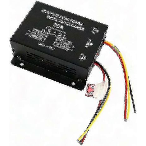 Convertisseur de puissance 24 V vers 12 V 30 A pour voiture, camion, bus, lecteur DVD, modification efficace. (1/5)