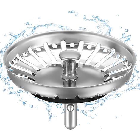 Panier pour Bonde Evier Cuisine 84 mm - épaissi Acier Inoxydable Bouchon d'Evier de Cuisine - Crépine Evier Anti Colmatage avec Attrape Cheveux et Filtre pour éviers de Cuisine (1/5)