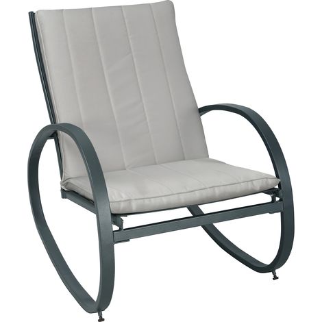 Svita – Fauteuil à bascule de jardin en polyester 180 g/m2 – Rembourrage moelleux – Accoudoirs inclus – Résistant aux intempéries