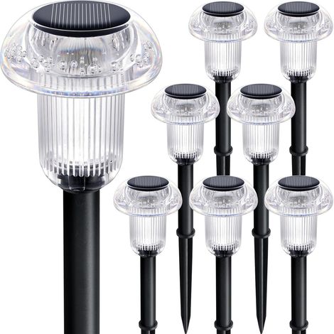 Set di 8 luci solari impermeabili a forma di fungo multicolore per giardino, vialetto e decorazione esterna (1/4)