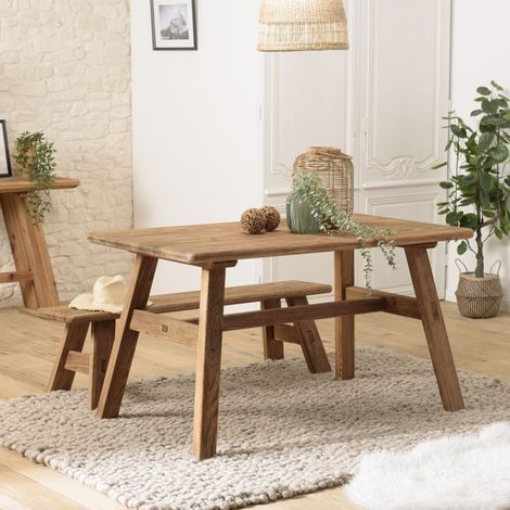 SANDY - Table à manger 140x75cm bois Pin recyclé (1/5)