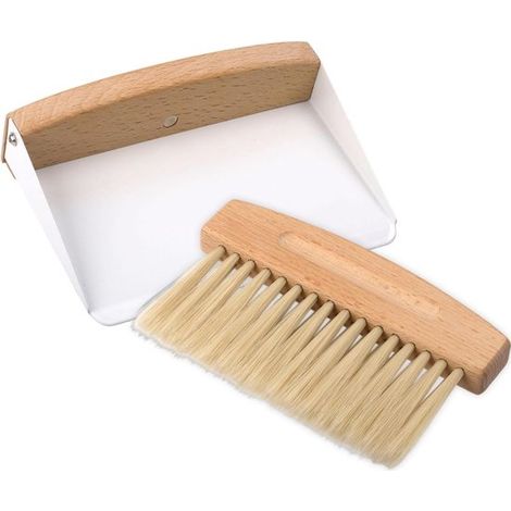 Spazzola portatile per la pulizia,Mini paletta e set spazzola,Combinazione di scopa,Spazzola per briciole in legno per la pulizia di tavoli (1/5)