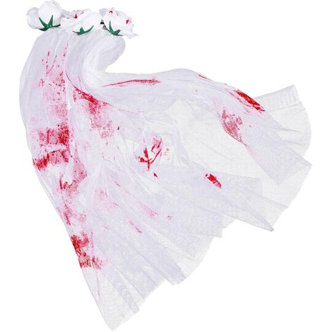 Voile Gothique Ensanglanté Peigne, Tissu, Long, pour Femmes Célébration Halloween, Accessoires pour Cheveux D'halloween, Accessoires de Cheveux Gothiques (1/5)