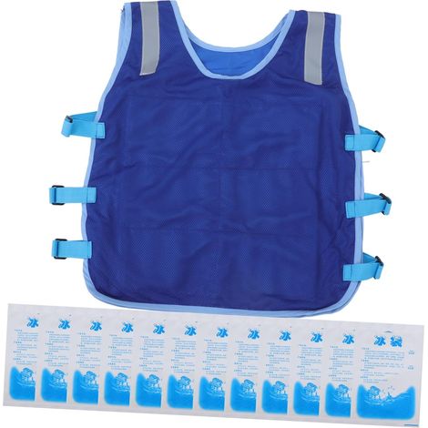 Gilet Rafraîchissant avec Packs de Glace pour Hommes et Femmes Veste de Refroidissement Réfléchissante pour Travail Extérieur par Chaud Confort et Sécurité Nocturne (1/5)