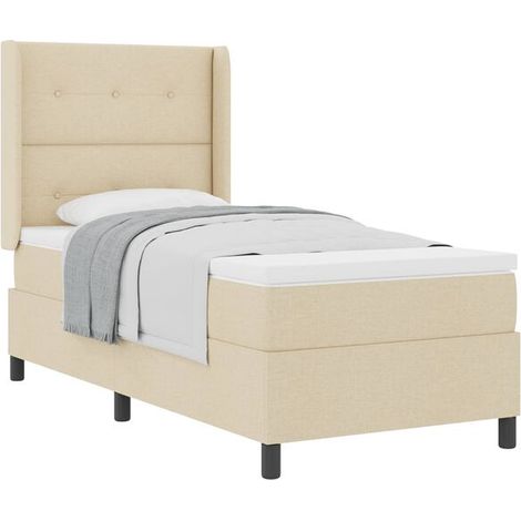 Matelas à ressorts, matelas inclus, beige, 190 x 90 cm, revêtement en tissu. (1/5)