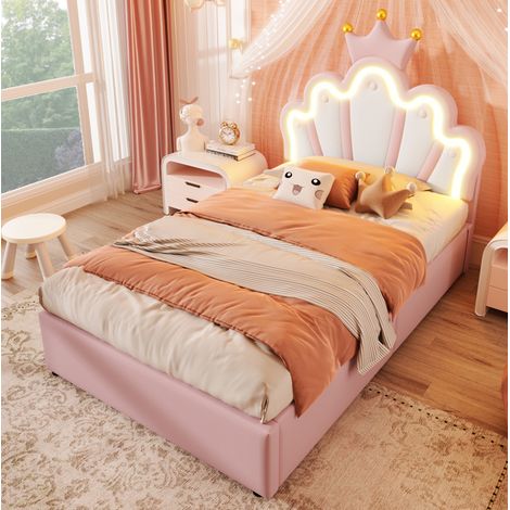 Letto Imbottito 90x200 cm con Testiera Regolabile e Contenitore Idraulico (1/5)