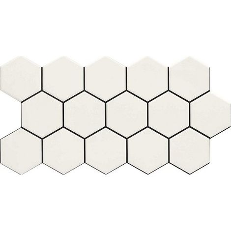 Carrelage tomette blanche mate effet joint noir 26.5x51 cm HEX
