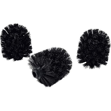 Lot de 3 têtes de brosse WC de rechange 80 mm/8,0 cm avec filetage M12/12 mm pour brosse WC Noir Longueur 9 cm (1/4)