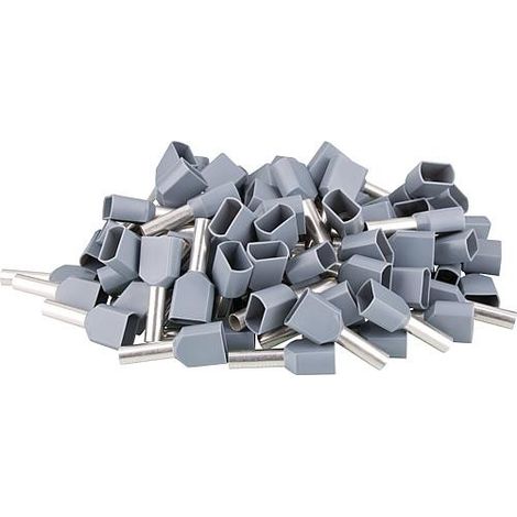 Cosse jumelle isolee 4,0 x 23 gris, sachet a 100 Pieces (1/4)