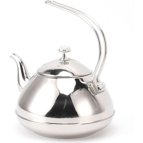 Teekanne aus Edelstahl mit großem Fassungsvermögen und Filter, ideal für Zuhause und Camping, 1,5 l, silberfarben (1/5)