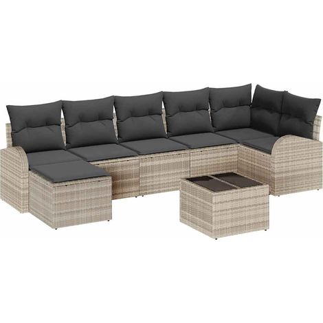 Maison Exclusive - Set di divani 8 pz Grigio chiaro polyrattan (1/5)