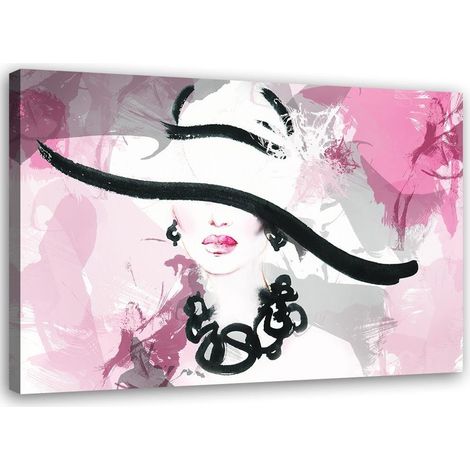Stampa su tela, Donna con cappello - 60x40 (1/4)